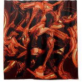 サンゴまたは暗いサケを破壊し、黒い背景 シャワーカーテン (正面)