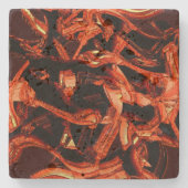 サンゴまたは暗いサケを破壊し、黒い背景 ストーンコースター (正面)