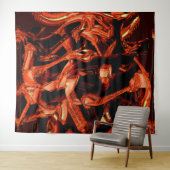 サンゴまたは暗いサケを破壊し、黒い背景 タペストリー (インサイチュ(横))