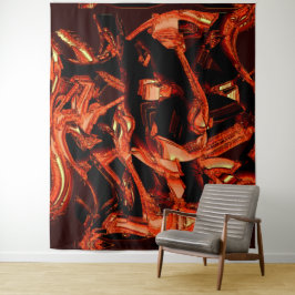 サンゴまたは暗いサケを破壊し、黒い背景 タペストリー