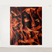 サンゴまたは暗いサケを破壊し、黒い背景 タペストリー (正面)