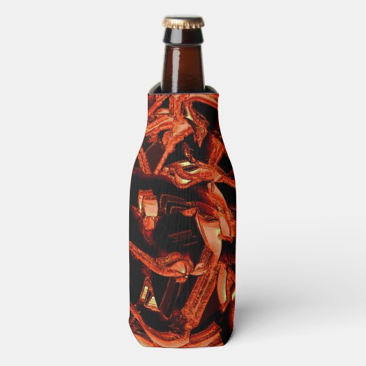 サンゴまたは暗いサケを破壊し、黒い背景 ボトルクーラー (ボトル正面)