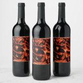 サンゴまたは暗いサケを破壊し、黒い背景 ワインラベル (ボトル)