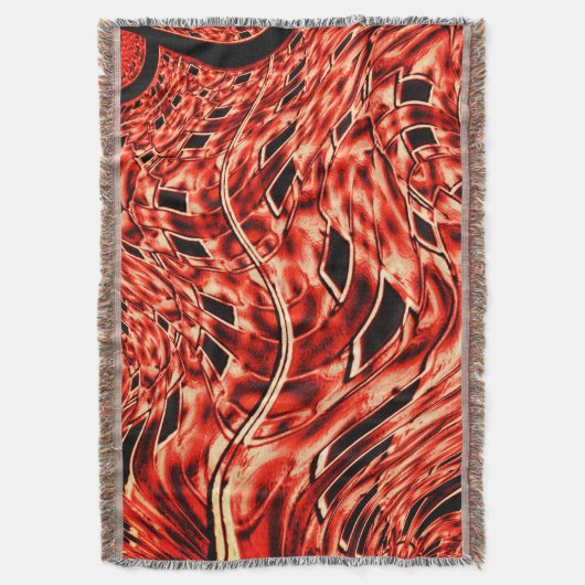 サンゴまたは茶色に映った曲がった正方形 スローブランケット (正面縦)