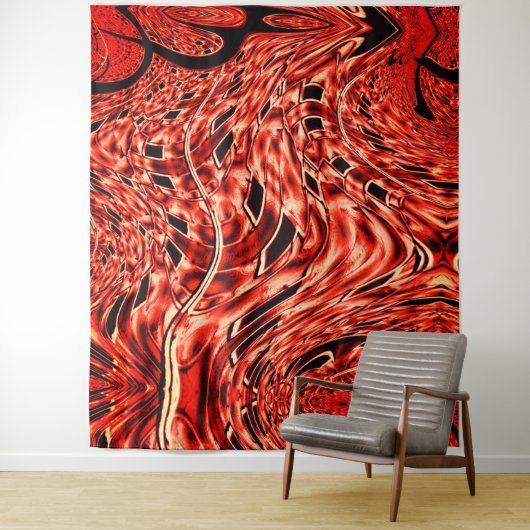 サンゴまたは茶色に映った曲がった正方形 タペストリー (インサイチュ)