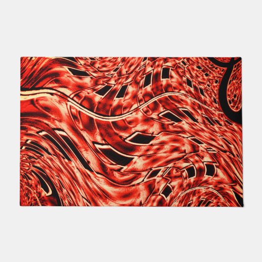 サンゴまたは茶色に映った曲がった正方形 ドアマット (正面)