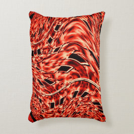 サンゴまたは赤いイメージに映る曲がった正方形 アクセントクッション
