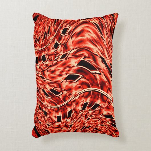 サンゴまたは赤いイメージに映る曲がった正方形 アクセントクッション (正面(垂直))
