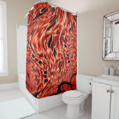 サンゴまたは赤いイメージに映る曲がった正方形 シャワーカーテン (インサイチュ)