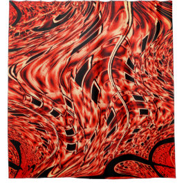 サンゴまたは赤いイメージに映る曲がった正方形 シャワーカーテン