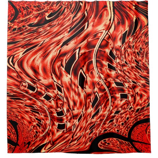 サンゴまたは赤いイメージに映る曲がった正方形 シャワーカーテン (正面)