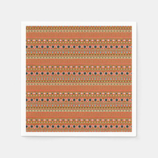 サンゴアステカスタイル南西部パターン スタンダードカクテルナプキン (正面)