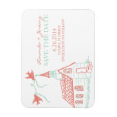 サンゴアンドミントチャペル結婚式の日付を保存 マグネット (縦)