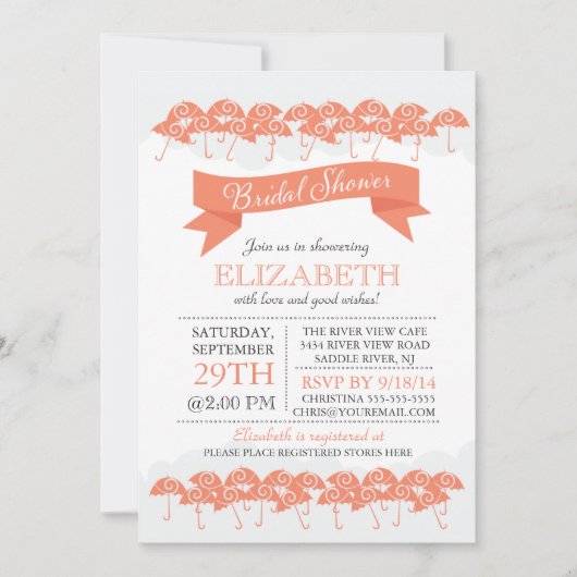 サンゴアンモダンブレラブライダルシャワー 招待状 (正面)