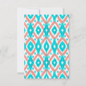 サンゴアートティール(緑がかった色)抽象芸術イカット幾何学模様 サンキューカード (裏面)