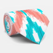 サンゴアートティール(緑がかった色)抽象芸術イカット幾何学模様 ネクタイ (ロール)