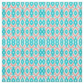 サンゴアートティール（緑がかった色）抽象芸術イカット幾何学模様 ファブリック (見本)