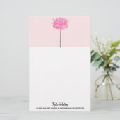 サンゴアートピンク花滴下茎水色 便箋 (スタンド正面)