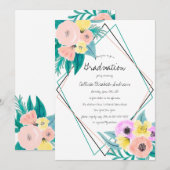 サンゴイエローの花水彩フレーム　卒業 招待状 (正面/裏面)