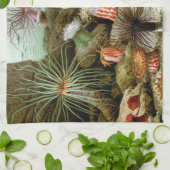 サンゴイソギンチャクの海洋生物、ヴィンテージの海洋動物 キッチンタオル (折り畳み)