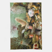 サンゴイソギンチャク、ビンテージ海洋生物学の海洋動物 キッチンタオル (縦)