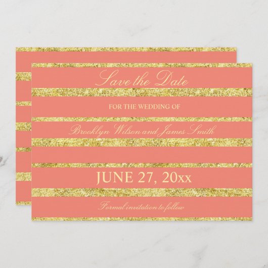 サンゴウェディング金箔付き日付カードを保存 セーブザデート (正面/裏面)