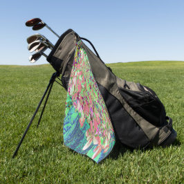 サンゴエレガントとチャートレイズライムライトアジサイ ゴルフタオル