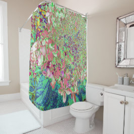 サンゴエレガントとチャートレイズライムライトアジサイ シャワーカーテン