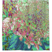 サンゴエレガントとチャートレイズライムライトアジサイ シャワーカーテン (正面)