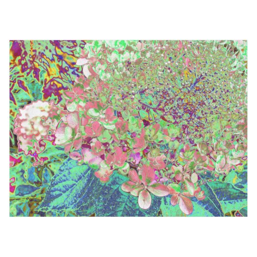 サンゴエレガントとチャートレイズライムライトアジサイ テーブルクロス (正面(横))