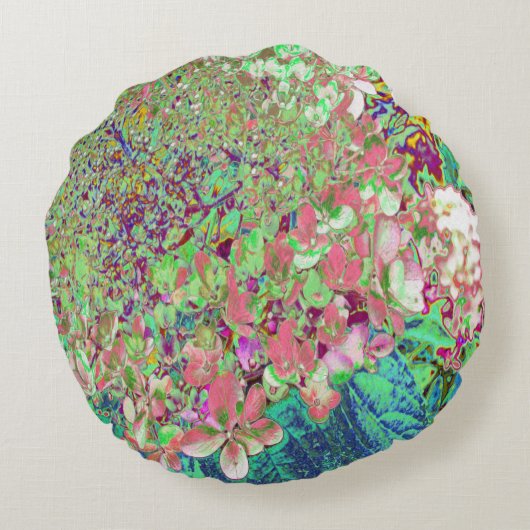 サンゴエレガントとチャートレイズライムライトアジサイ ラウンドクッション (裏面)