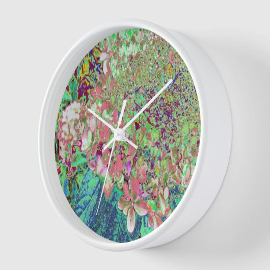 サンゴエレガントとチャートレイズライムライトアジサイ 壁時計 (傾斜)