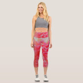 サンゴエレガントとピンクの装飾ダリア カプリレギンス (正面)