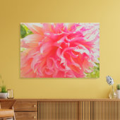 サンゴエレガントとピンクの装飾ダリア キャンバスプリント (インサイチュ (リビング))