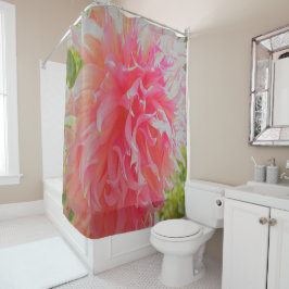サンゴエレガントとピンクの装飾ダリア シャワーカーテン