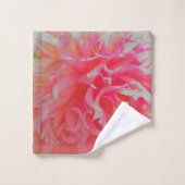 サンゴエレガントとピンクの装飾ダリア バスタオルセット (ウォッシュタオル)