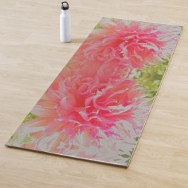 サンゴエレガントとピンクの装飾ダリア ヨガマット
