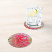 サンゴエレガントとピンクの装飾ダリア ラウンドペーパーコースター (インサイチュ)