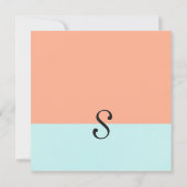 サンゴエレガントとミントグリーンの2トーンカラースプリット 招待状 (裏面)