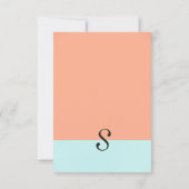 サンゴエレガントとミントグリーンの2トーンカラースプリット 招待状 (裏面)