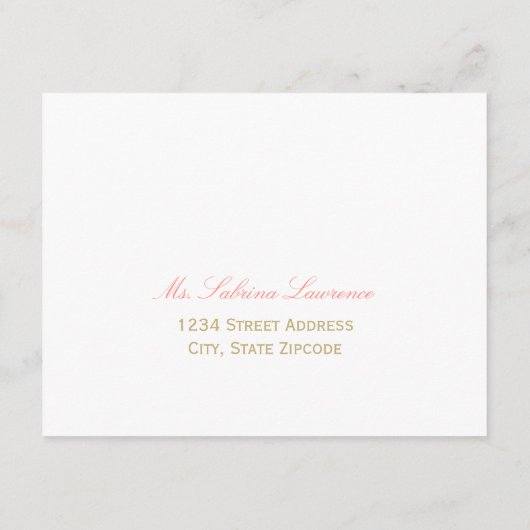 サンゴエレガントと金ゴールドフローラパイ結婚ニー 出欠カード (裏面)