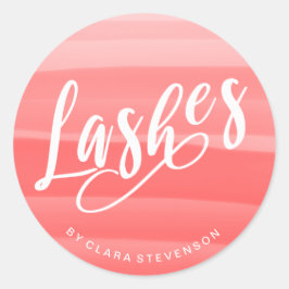 サンゴエレガントのピンクの水彩画が輝く ラウンドシール