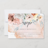 サンゴエレガントの水彩花RSVPカード 出欠カード (正面)