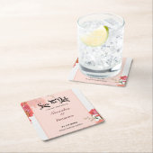 サンゴエレガントの花の水色を保存する スクエアペーパーコースター (インサイチュ)