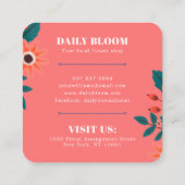 サンゴエレガントネイビー青フローラブーホフラワーブーケ スクエア名刺 (裏面)