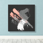 サンゴエレガントピンクの白と灰色のブラシストローク キャンバスプリント (インサイチュ (ウッドフロア))