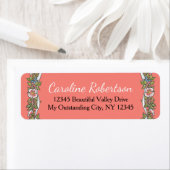 サンゴエレガントフローラの葉の鳥の結婚郵送 ラベル (インサイチュ)