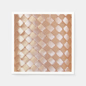 サンゴエレガントモダン金ゴールドサチンの波形 スタンダードカクテルナプキン (正面)