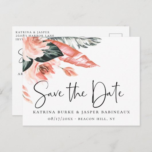 サンゴエレガント熱帯が日付を救う 案内ポストカード (正面/裏面)