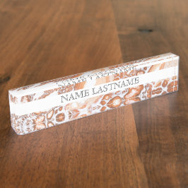 サンゴエレガント白大理石プロフェッショナル デスクネームプレート